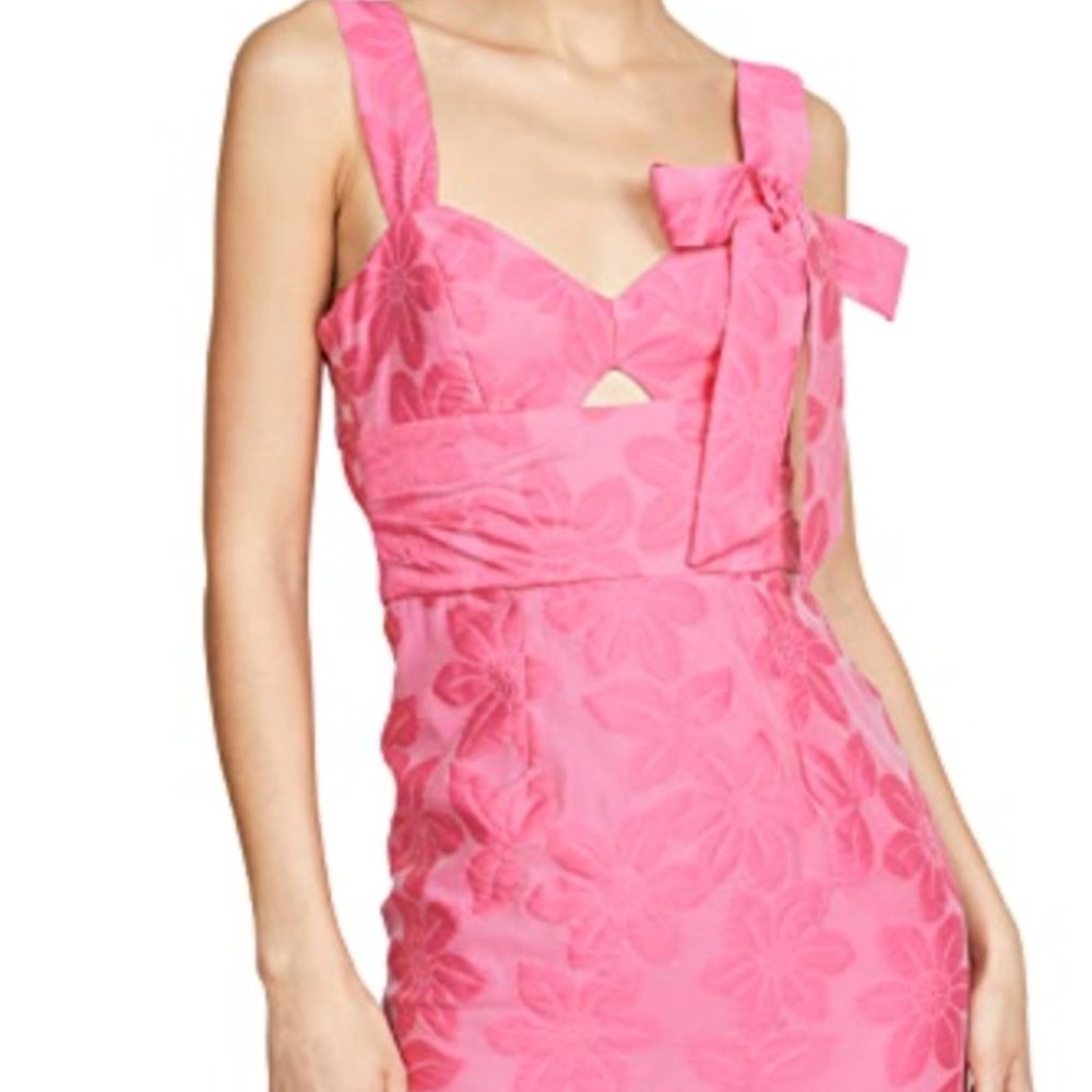 Milly Pink Floral Mini Dress with Bow Detail - Picture 6 of 9